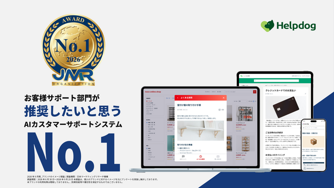 AIカスタマーサポートシステム「ヘルプドッグ」、日本マーケティングリサーチ機構の調査で3部門No.1を獲得