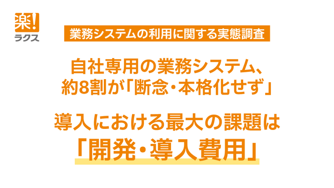 <業務システムの利用に関する実態調査>自社専用の業務システム、約8割が「断念・本格化せず」