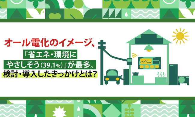 オール電化のイメージ、「省エネ・環境にやさしそう（39.1%）」が最多。検討・導入したきっかけとは？