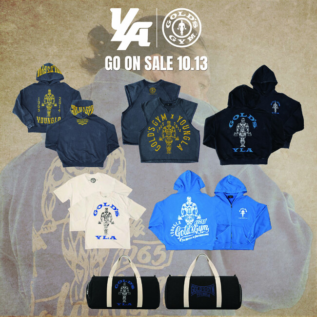ロサンゼルス発「YoungLA」とGOLD'S GYMのコラボレーションが日本初展開　数量限定全6商品を10月13日より発売