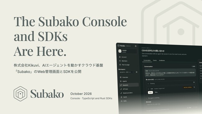AIエージェントを動かすクラウド基盤「Subako」、Web管理画面とSDKを公開
