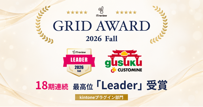 アールスリーインスティテュート、gusuku Customineが「ITreview Grid Award」を18期連続受賞