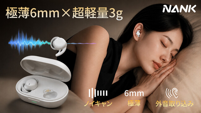 寝返りまで考えた、片耳約3g。薄型ANCイヤホン「NoxTune」がMakuakeに登場