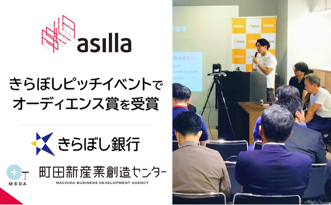 アジラ、きらぼし銀行・町田新産業創造センター共催のピッチイベントでオーディエンス賞を受賞