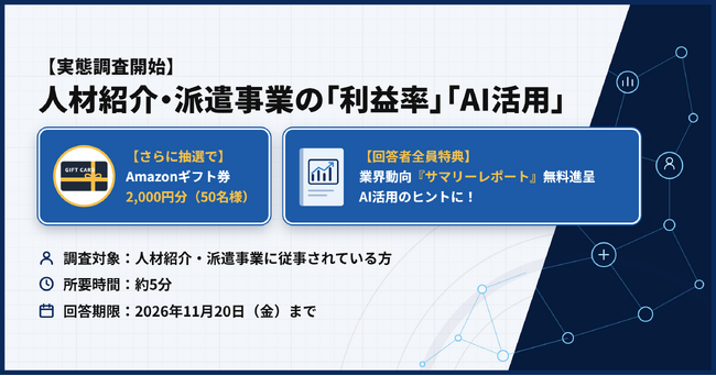 ポーターズ、「人材事業の利益率とAI活用」に関する 実態調査を開始。回答者全員に調査レポートを無料進呈