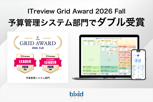 経営支援クラウド「bixid（ビサイド）」、「ITreview Grid Award 2026 Fall」予算管理システム部門で「Leader」を獲得