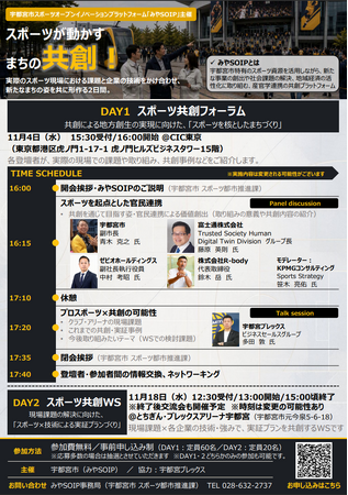 【宇都宮市】宇都宮市スポーツオープンイノベーションプラットフォーム「みやSOIP」主催イベントの開催決定！