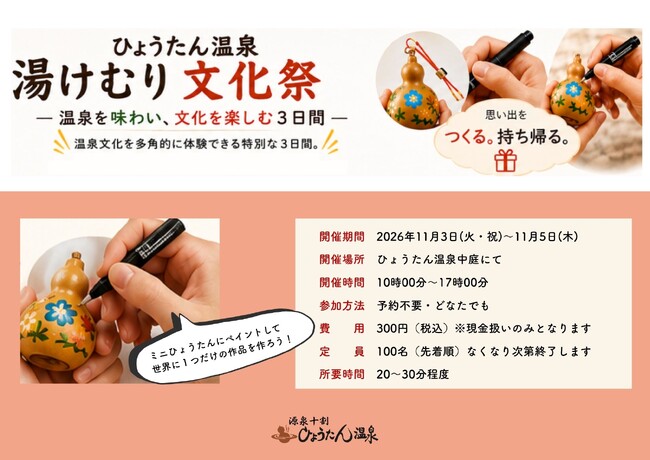 温泉で、ひょうたんをつくろう。― 別府・ひょうたん温泉が「ひょうたん文化祭」を開催