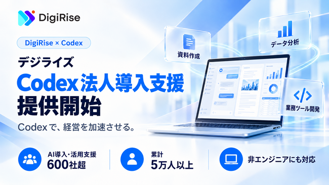 Codexで、経営を加速させる。GPT-6 Astraが使えるCodexの法人導入を資料作成・データ分析・業務ツール開発まで支援する「Codex 法人導入支援」をデジライズが開始