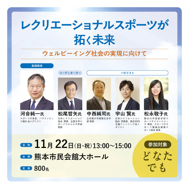 [無料]スポーツ庁長官 河合 純一氏も登壇! レクリエーショナル スポーツが拓く未来