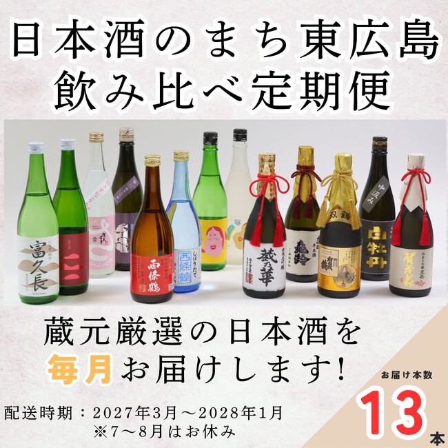 【東広島市ふるさと納税限定返礼品】蔵元厳選の日本酒がご自宅へ「東広島日本酒飲み比べ定期便」の受注を開始
