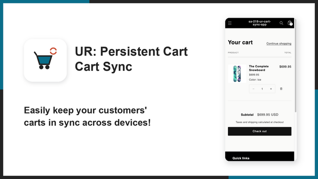 【海外向け】EC アプリ「UR: Persistent Cart｜Cart Sync」を株式会社 UnReact がリリース
