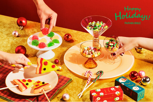 今年のクリスマスはキャンディで飾る“甘い晩餐会”！アドベントカレンダーや光るサンタなど、心躍るラインナップ　PAPABUBBLEが贈るHOLIDAY TABLE　11月1日より発売
