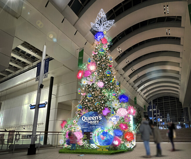 「クイーンズスクエア横浜クリスマス 2026」×「GREEN×EXPO 2027」公式マスコットキャラクター「トゥンクトゥンク」が彩る高さ約8.7mの巨大クリスマスツリーが登場